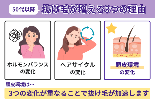 50代以降 抜け毛が増える3つの理由